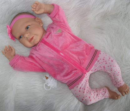 AD7m Levensechte Babypop softbody Lara met blauwe ogen met kleding en speen 52 cm - Afbeelding 11