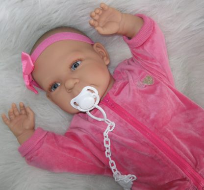 AD7m Levensechte Babypop softbody Lara met blauwe ogen met kleding en speen 52 cm - Afbeelding 19