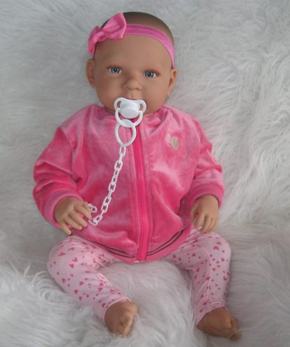 AD7m Levensechte Babypop softbody Lara met blauwe ogen met kleding en speen 52 cm - Afbeelding 3