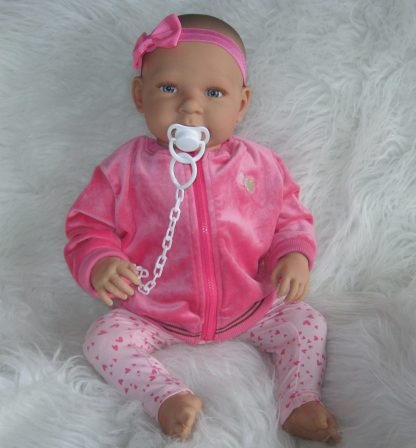 AD7m Levensechte Babypop softbody Lara met blauwe ogen met kleding en speen 52 cm - Afbeelding 14