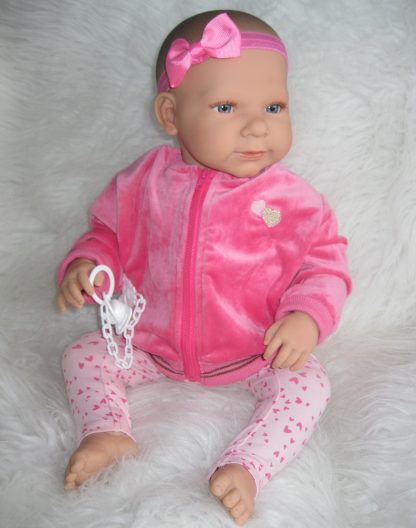 AD7m Levensechte Babypop softbody Lara met blauwe ogen met kleding en speen 52 cm - Afbeelding 2