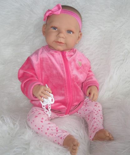 AD7m Levensechte Babypop softbody Lara met blauwe ogen met kleding en speen 52 cm - Afbeelding 6