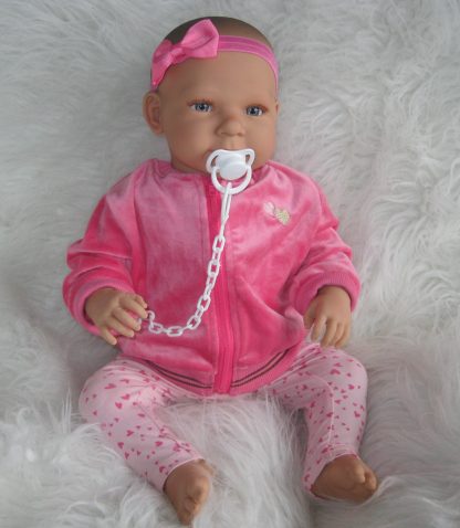 AD7m Levensechte Babypop softbody Lara met blauwe ogen met kleding en speen 52 cm - Afbeelding 13