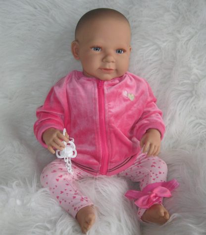AD7m Levensechte Babypop softbody Lara met blauwe ogen met kleding en speen 52 cm - Afbeelding 5