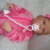 AD8c Levensechte Babypop Kristina soft body blauwe ogen met roze kleding en speen 52 cm - Afbeelding 9