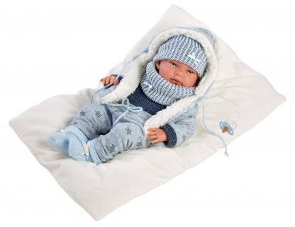 L02d Llorens levensechte babypop jongen full body met kleding kussen en speen 40 cm