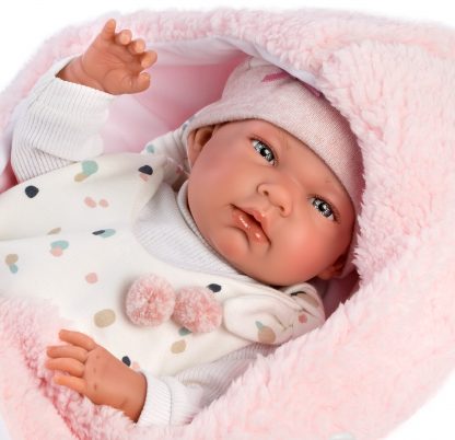 L02j Llorens levensechte babypop meisje full body met kleding deken en speen 40 cm