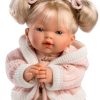 L24b Llorens babypopje soft body popje blond haar met geluid kleding speen 33 cm - Afbeelding 3
