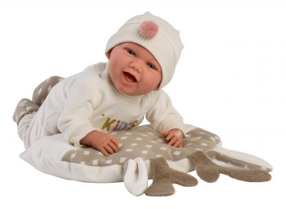 L13e Llorens levensechte babypop soft body vrolijk met geluid kleding kussen en speen 42 cm - Afbeelding 8