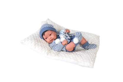AJ08 Antonio Juan levensechte babypop jongen met haar fullbody kleding kussen en speen 43 cm - Afbeelding 28
