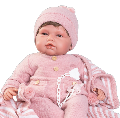 AJ12b Antonio Juan grote babypop soft body met haar kleding en speen 50 cm - Afbeelding 5