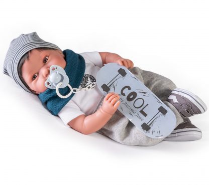AJ18e Antonio Juan pop babypop softbody glimlachend met haar kleding en speen 42 cm - Afbeelding 2