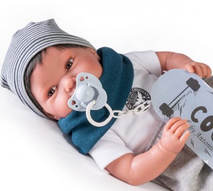 AJ18e Antonio Juan pop babypop softbody glimlachend met haar kleding en speen 42 cm - Afbeelding 5