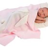 HU37e Omslagdeken deken Llorens roze wit voor poppen vanaf 35 cm t/m 46 cm
