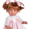 AS12 Asi soft body pop Nori met rood haar en roze witte jurk 46 cm