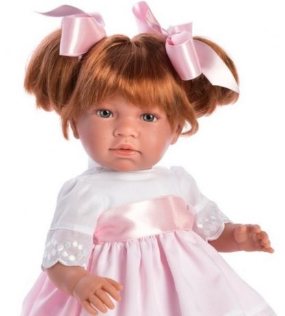 AS12 Asi soft body pop Nori met rood haar en roze witte jurk 46 cm