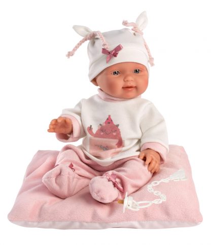 L04d Llorens levensecht mini babypopje meisje fullbody met kleding kussen en speen 26 cm - Afbeelding 5