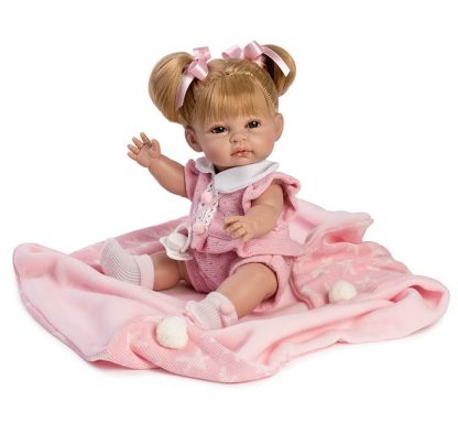 SB01b Berbesa fullbody babypop meisje met blond haar en kleding 34 cm - Afbeelding 4