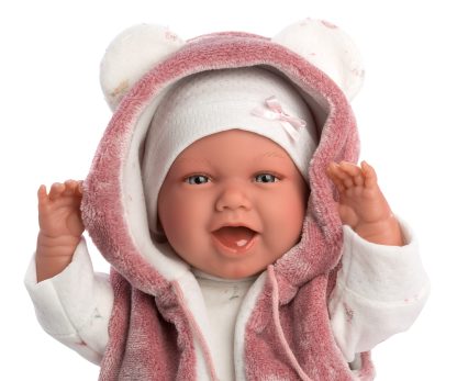 L13a Llorens levensechte babypop soft body vrolijk met geluid kleding en speen 42cm - Afbeelding 2