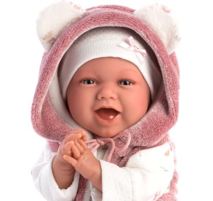 L13a Llorens levensechte babypop soft body vrolijk met geluid kleding en speen 42cm - Afbeelding 3