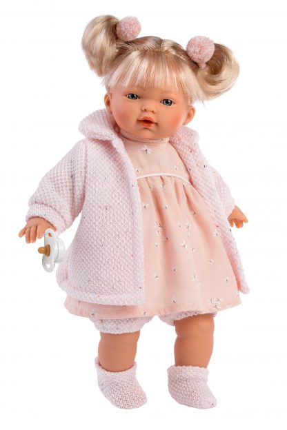 L24g Llorens babypopje soft body popje blond haar met geluid kleding speen 33 cm - Afbeelding 2