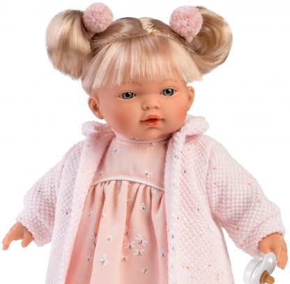 L24g Llorens babypopje soft body popje blond haar met geluid kleding speen 33 cm