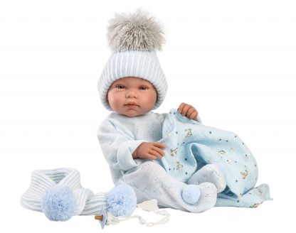 L01b Llorens levensechte babypop jongen fullbody met kleding kussen en speen 43 cm - Afbeelding 6