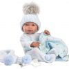 L01b Llorens levensechte babypop jongen fullbody met kleding kussen en speen 43 cm - Afbeelding 4