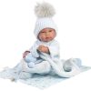 L01b Llorens levensechte babypop jongen fullbody met kleding kussen en speen 43 cm - Afbeelding 8