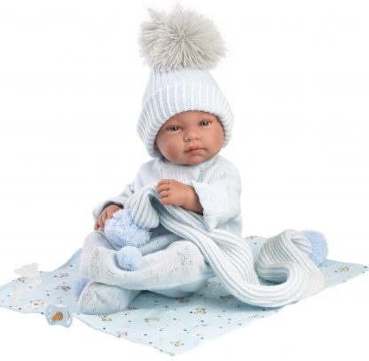 L01b Llorens levensechte babypop jongen fullbody met kleding kussen en speen 43 cm - Afbeelding 8