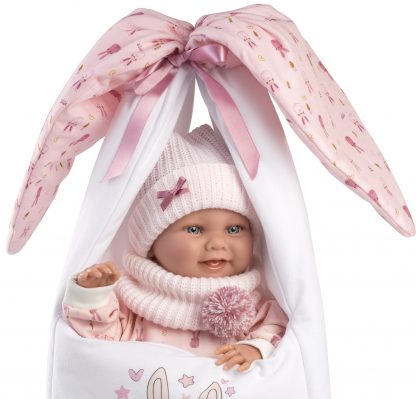 L02m Llorens levensechte babypop meisje full body glimlach met draagtas en speen 40 cm
