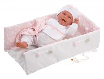 AANBIEDING: Llorens babypop soft body vrolijk met geluid kussen en speen 42 cm - Afbeelding 2