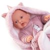 AJ26a Antonio Juan mini babypopje soft body baby popje met geluid kleding deken en speen 26 cm