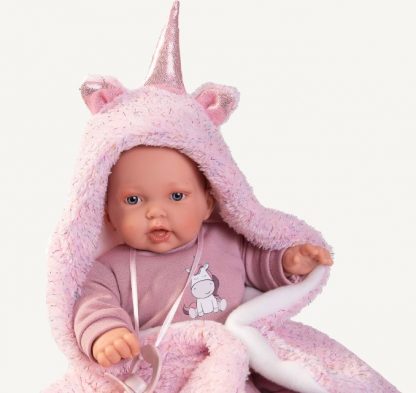AJ26a Antonio Juan mini babypopje soft body baby popje met geluid kleding deken en speen 26 cm - Afbeelding 3