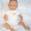 AD7l Levensechte Babypop softbody Lara met blauwe ogen met romper en speen - Afbeelding 2