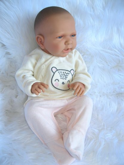 ADK1e Levensechte Babypop Newborn Meisje fullbody blank 52 cm in velours set - Afbeelding 2