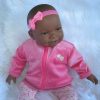 AD3b Levensechte Babypop soft body pop Naomi donker met kleding 53 cm