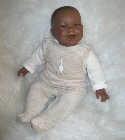 AD3l6 Levensechte Babypop soft body pop donker in beige velours set 53 cm - Afbeelding 8