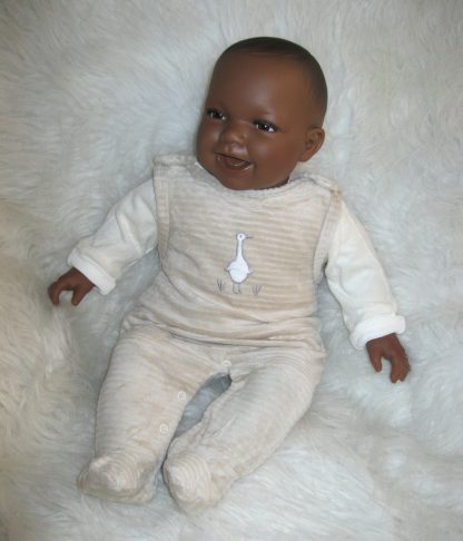 AD3l6 Levensechte Babypop soft body pop donker in beige velours set 53 cm - Afbeelding 22