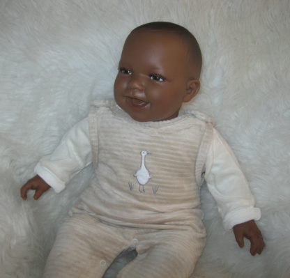 AD3l6 Levensechte Babypop soft body pop donker in beige velours set 53 cm - Afbeelding 20