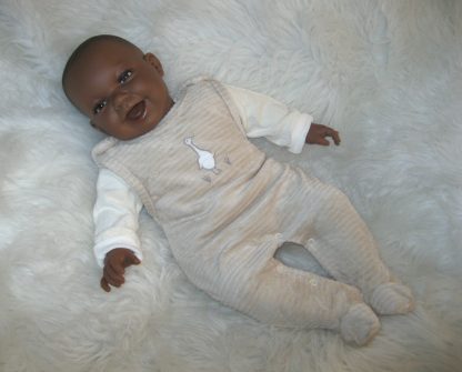 AD3l6 Levensechte Babypop soft body pop donker in beige velours set 53 cm - Afbeelding 19