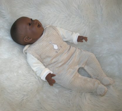AD3l6 Levensechte Babypop soft body pop donker in beige velours set 53 cm - Afbeelding 18