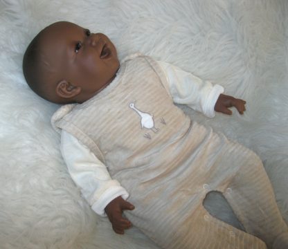 AD3l6 Levensechte Babypop soft body pop donker in beige velours set 53 cm - Afbeelding 2