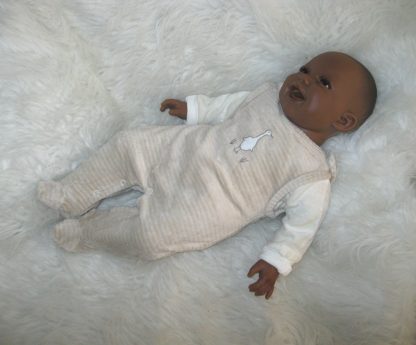 AD3l6 Levensechte Babypop soft body pop donker in beige velours set 53 cm - Afbeelding 9