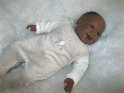 AD3l6 Levensechte Babypop soft body pop donker in beige velours set 53 cm - Afbeelding 11