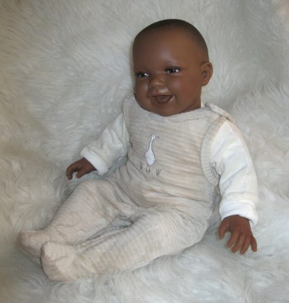 AD3l6 Levensechte Babypop soft body pop donker in beige velours set 53 cm - Afbeelding 17