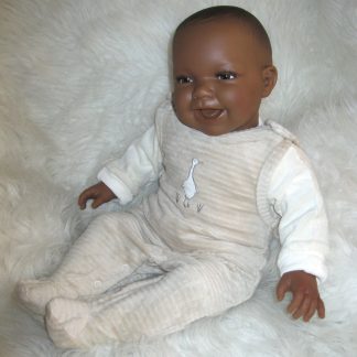 AD3l6 Levensechte Babypop soft body pop donker in beige velours set 53 cm