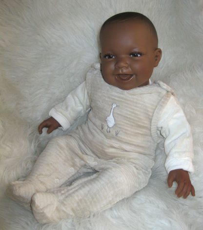 AD3l6 Levensechte Babypop soft body pop donker in beige velours set 53 cm - Afbeelding 16