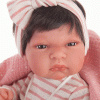 AJ09b Antonio Juan levensechte babypop fullbody meisje met haar kleding deken en speen 33 cm - Afbeelding 4