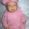 AD8m Levensechte Babypop Lily softbody met wafelpakje met hoofdband roze en speen 52 cm - Afbeelding 10